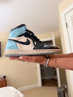 Jordan 1 High Top Sneakers - Black, White & Light Blue